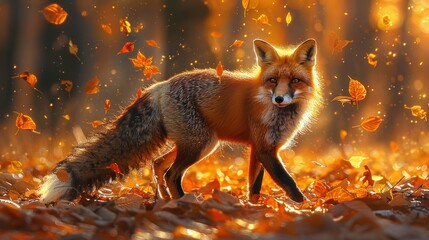 Red Fox in Autumnal Wonderland
