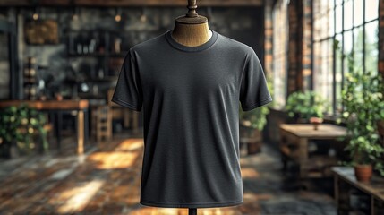 Obraz premium Thermal Tee 3D Render MOCKUP Gray Color T-shirt. Generative AI