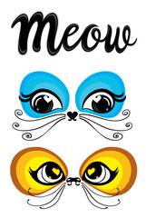 Obraz premium Cute cat eyes vector illustration set