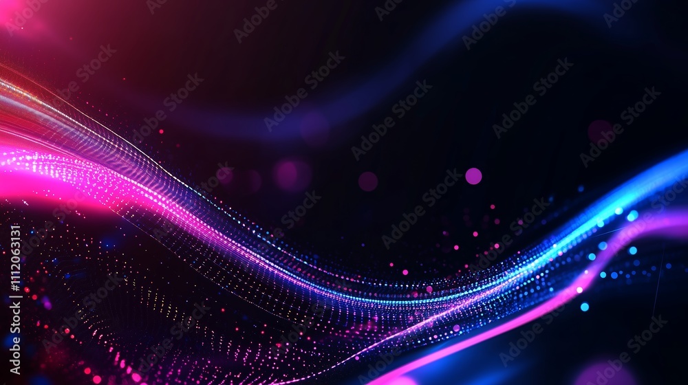 Poster vibrant abstract waves of light flow through a dark background creating a dynamic visual effect