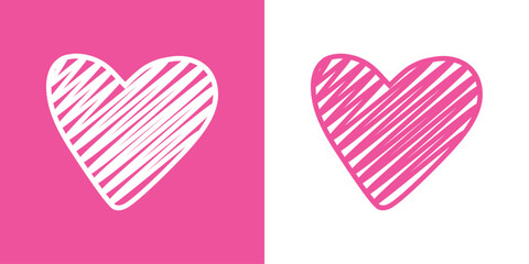 Logo con silueta de corazón con relleno de garabatos con líneas en zigzag para tarjetas y felicitaciones de San Valentín © teracreonte