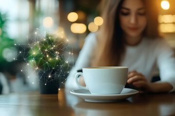 Fototapeta premium Coffee Break Network Abstract Illustration