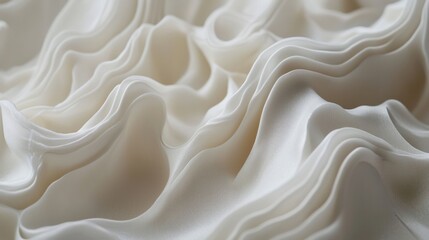 Obraz premium Close-up of rippled white silk fabric