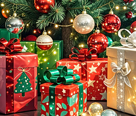 christmas background with gift boxes