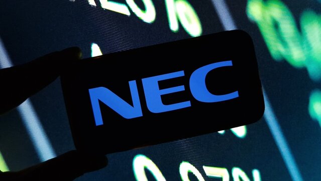 Konskie, Poland - December 01, 2024: NEC Corporation logo displayed on mobile phone