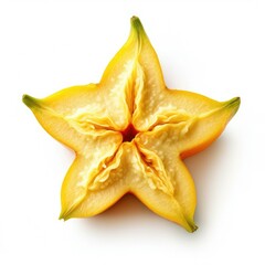 Fototapeta premium Star fruit slice, close-up, isolated on white.