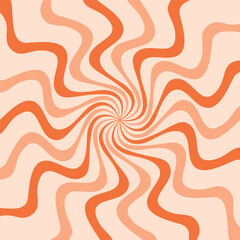 Radial ice cream background with swirl. Vector illustration for swirl design. Summer. Rotation of swirl spiral. Orange, powder. Rays of swirls. Background with rays of swirls.