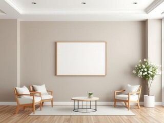 A minimalist and clean wall art mockup featuring a simple geometric design and neutral colors, mockup, home decor