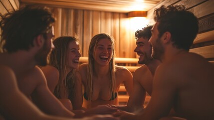 Friends Enjoying a Sauna Session