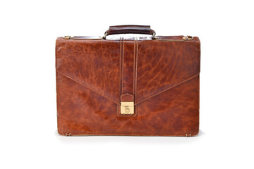 old suitcase isolated on white background