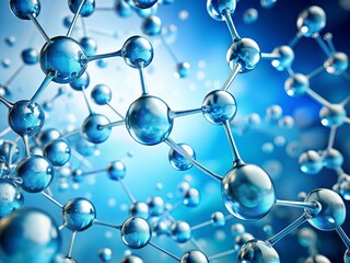 Connected Water Molecules in Light Blue Background Showcasing the Beauty of Molecular Structures Created with AI Generative Technology for Scientific and Artistic Purposes