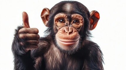 Naklejka premium A monkey giving a thumbs up isolated on white background bg