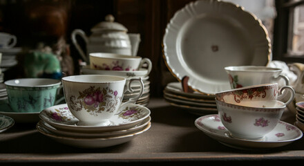 cup and teapot on the table