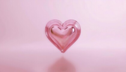 Obraz premium Elegant Pink Metallic Heart for Valentine's Day or International Women's Day. Symbol of Love and Femininity Perfect for Romantic Greeting Cards, Social Media Posts, or Heartfelt Gift Packaging