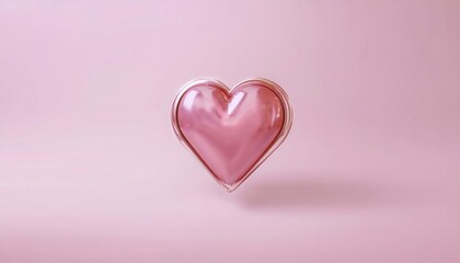 Obraz premium Elegant Pink Metallic Heart for Valentine's Day or International Women's Day. Symbol of Love and Femininity Perfect for Romantic Greeting Cards, Social Media Posts, or Heartfelt Gift Packaging
