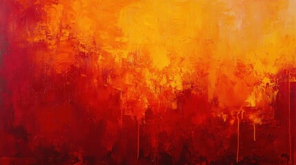 Fototapeta premium A warm oil paint background featuring shades of red, orange, and yellow, fully covering the canvas, textured brushstrokes, abstract and vibrant, no logos or text.