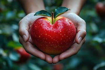 A person is holding a red apple in their hand