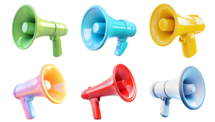 Pack Megaphone set against transparent background for Announcements or Promotions