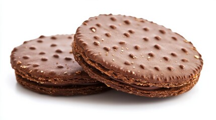 Chocolate biscuits isolated on white background