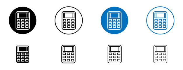 Calculator icon set in black and blue colors