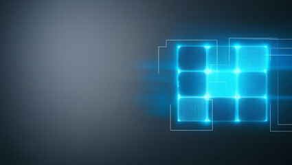 Abstract digital grid with glowing blue highlights on dark background