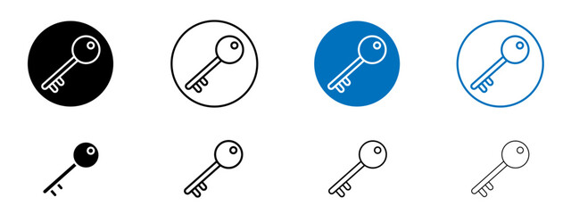 key icon set in black and blue colors