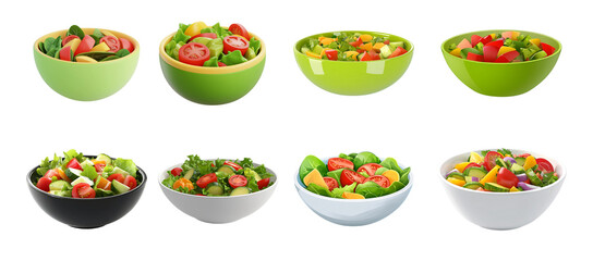 Pack PNG A bowl of salad in a minimalist cartoon style ste against transparent background ideal for promoting healthy eating, recipes, or nutrition related graphics