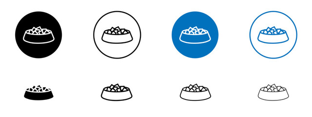 Pet food icon set in black and blue colors