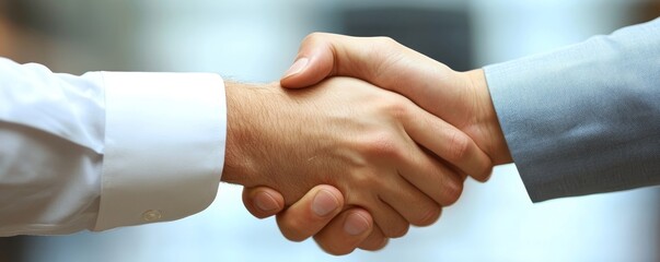 Obraz premium Colleagues' Warm Handshake in Office, Generative AI