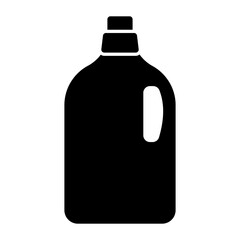 Illustration showing a black icon of cleaning products on a white background