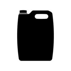 Illustration showing a black icon of cleaning products on a white background