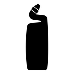Illustration showing a black icon of cleaning products on a white background
