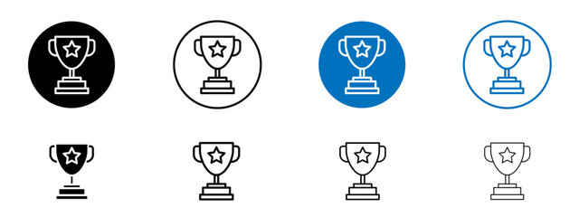 Trophy icon set in black and blue colors