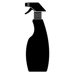 Illustration showing a black icon of cleaning products on a white background