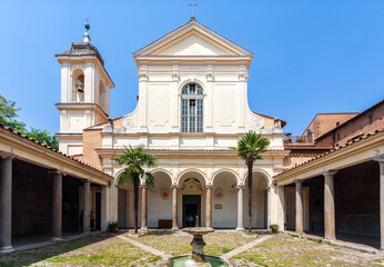 Rome, Italy, July 22 2017, Cloister of San Clemente Basilica in Rome With Serene Courtyard