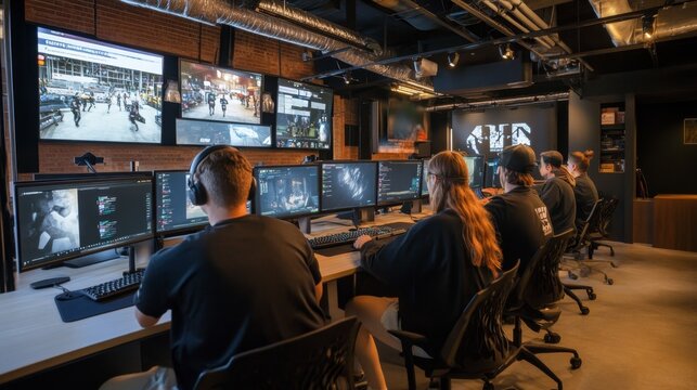 Tech Enthusiasts in a Modern Gaming Studio