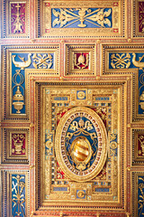 Rome, Italy, July 22 2017, Intricate Ceiling Design in St. John in Lateran Rome Italy