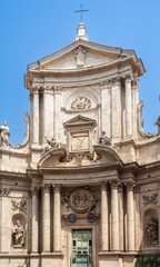 Facade of San Marcello al Corso Church in Rome Italy