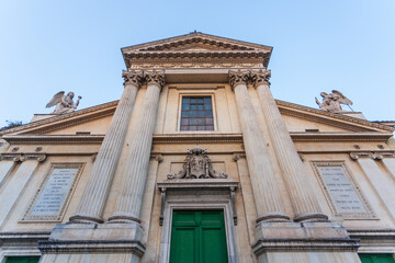 Facade of San Rocco Church in Rome, Highlighting Its Classical Architecture