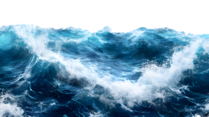 Dramatic Ocean Waves Crashing in Blue Tones at Sunset with Dynamic Movement