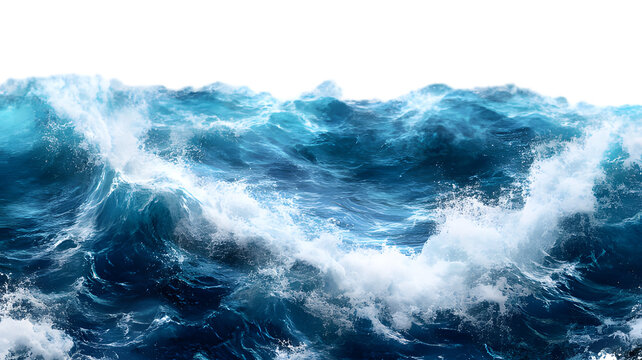 Dramatic Ocean Waves Crashing in Blue Tones at Sunset with Dynamic Movement