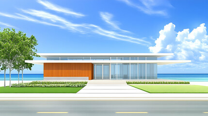 Modern Beach House 3D Rendering