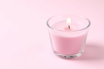 Scented candle with on color background 