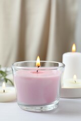 Beautiful composition with candles on the table