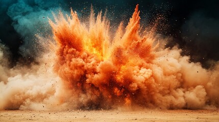 nuclear war  military catastroph concept. Explosive burst creating a cloud of dust and debris.