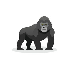 Gorilla animal isolated flat vector illustration on white background.