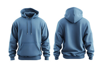 Blue Hoodie Mockup: Front and Back View - Transparent PNG
