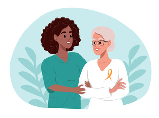 World Multiple Sclerosis Day. Awareness of the elderly about multiple sclerosis. Vector illustration in flat style