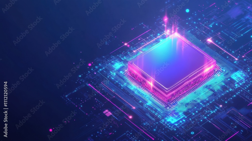 Leinwandbilder a digital ai chip stands out in an abstract brain design on a dark blue backdrop, showcasing advance