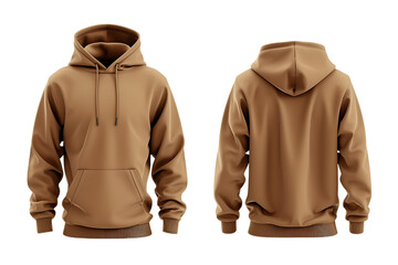 Dark Yellow Hoodie Mockup: Front and Back View - Transparent PNG
